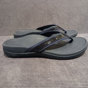 Vionic Tide Toe Post Women's Orthotic Sandals, Patent Leather Navy, Size US 6 M